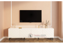 LERDA 2, televizní stolek 4-dveřový, antracit / bílá / bílý lesk