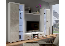 RIZO, obývací stěna XL, bílá / beton
