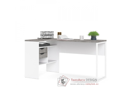 FELIX 849, psací stůl, bílá / beton