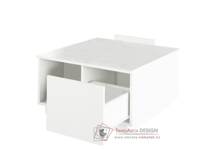 DALAN, konferenční stolek se zásuvkou 74x74cm, bílá