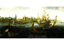 A-1177 Aert Anthoniszoon - Lodě u vesnice  IJsselmonde v roce 1618