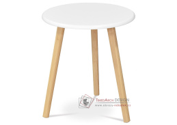 AF-1142 WT, konferenční stolek pr. 40cm, bambus přírodní / bílá