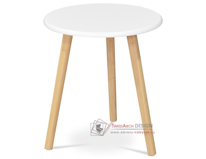 AF-1142 WT, konferenční stolek pr. 40cm, bambus přírodní / bílá