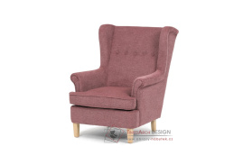 AK-388 PINK2, čalouněné křeslo - ušák, přírodní / látka růžová