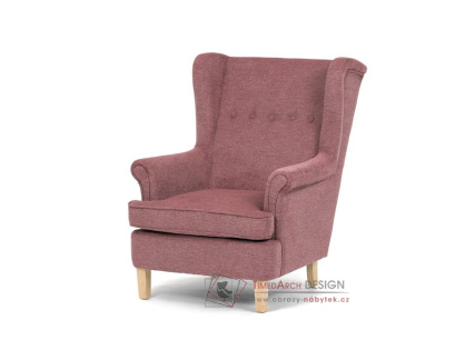 AK-388 PINK2, čalouněné křeslo - ušák, přírodní / látka růžová