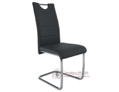 ABIRA NEW, jídelní židle, chrom / ekokůže tmavě šedá