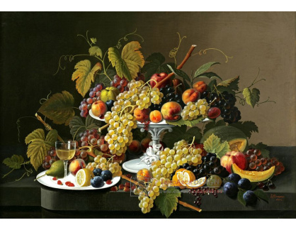 SO XIV-108 Severin Roesen - Zátiší s květinami a ovocem
