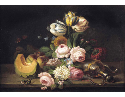 KO VI-20 Neznámý autor - Květinové zátiší s ovocem, motýlem a džbánem