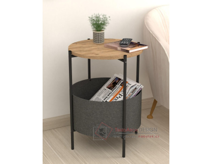BANDE, konferenční stolek pr. 43 cm, černá / borovice