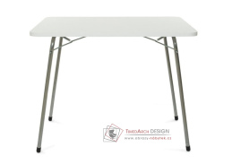 ARLON, skládací stůl 80x60cm, stříbrná / bílá