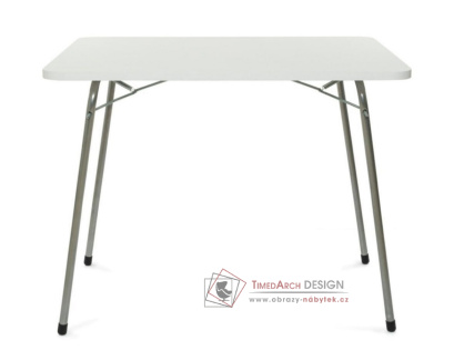 ARLON, skládací stůl 80x60cm, stříbrná / bílá