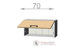 horní výklopná skříňka š.70, v.36, Kaiser W7036, bílá/bordó lesk