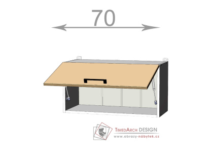 horní výklopná skříňka š.70, v.36, Kaiser W7036, bílá/bordó lesk