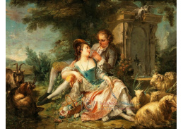 A-5097 Francois Boucher - Pastorační scéna s mladým párem v krajině