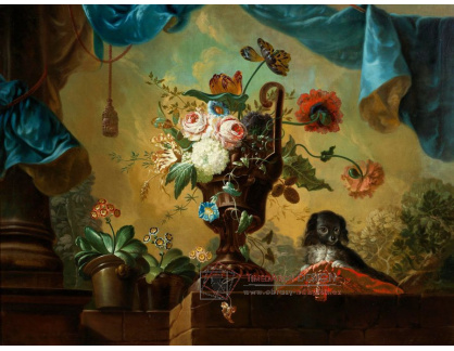 DDSO-805 Johann Martin Metz - Zátiší s květinami a malým psem