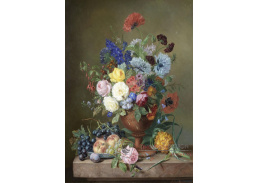 VKZ 481 Adriana van Ravenswaay - Smíšené květiny, ovoce a váza na mramorové římse