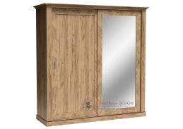 GOLETA A211, šatní skříň s posuvnými dveřmi 211cm, dub kraft zlatý / zrcadlo