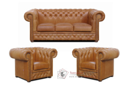 CHESTERFIELD LORD, sedací souprava 3+1+1, kůže koňak
