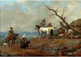 A-749 Johannes Lingelbach - Venkovská cesta s lovci