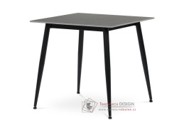 HT-398M GREY, jídelní stůl 80x80cm, černá / šedý mramor