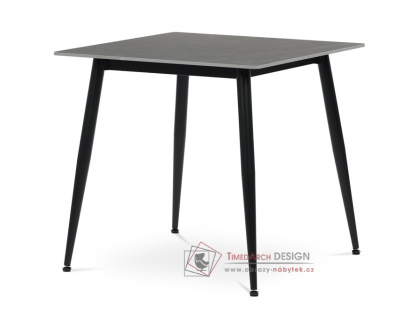 HT-398M GREY, jídelní stůl 80x80cm, černá / šedý mramor