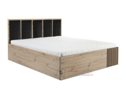BARBUS, postel 140x200cm, dub artisan / černá