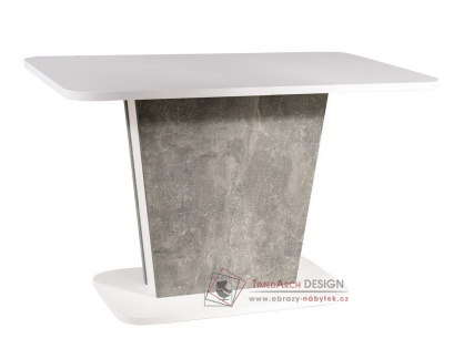 CALIPSO, jídelní stůl rozkládací 110-145x68cm, šedý beton / bílá