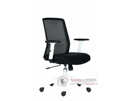 NOVELLO WHITE, kancelářská židle, látka + síťovina černá