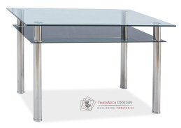 MADRAS 90x65, jídelní stůl, chrom / sklo
