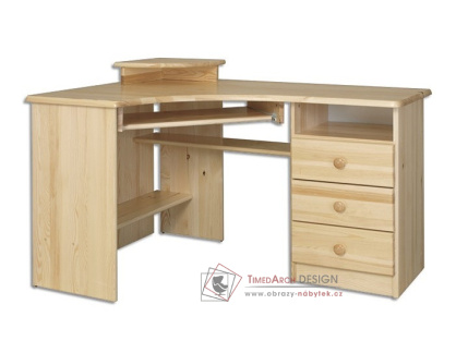 RB-107, rohový pracovní stůl, borovicový masiv