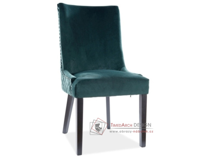 IVONA VELVET, jídelní čalouněná židle, černá / látka zelená