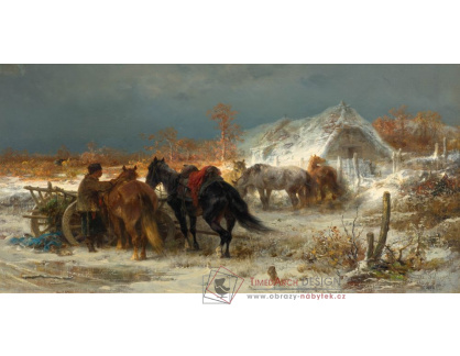 A-3818 Adolf Schreyer - Zimní krajina s koňmi