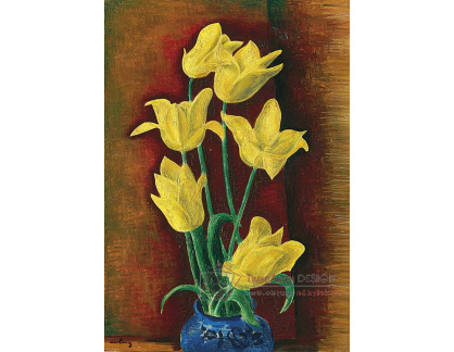 A-8266 Moise Kisling - Váza se žlutými tulipány