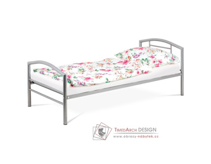 BED-1900 SIL, kovová postel 90x200cm, šedý lesk