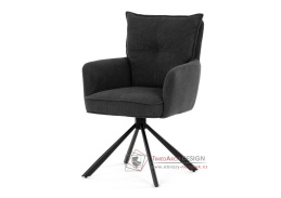HC-X1128 GREY2, jídelní otočné křeslo, černá / látka šedá