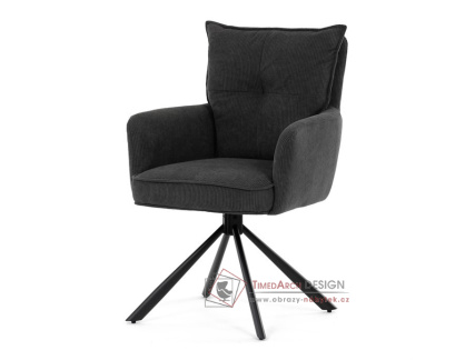 HC-X1128 GREY2, jídelní otočné křeslo, černá / látka šedá