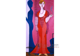 VELK 30 Ernst Ludwig Kirchner - Světlovlasá žena v červených šatech