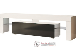 BRABER, televizní stolek 1-dveřový, bílý lesk / černý lesk