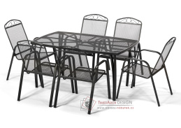 BRUSEL+stůl ANTVERPY, zahradní sestava 6+1, antracitově černá