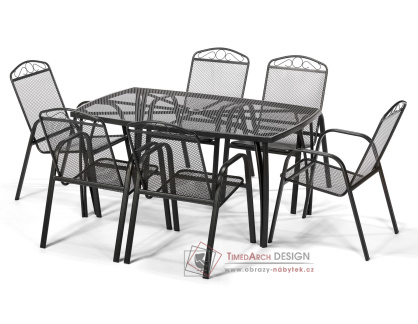 BRUSEL+stůl ANTVERPY, zahradní sestava 6+1, antracitově černá