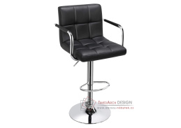 LEORA 3 NEW, barová židle, chrom / ekokůže černá