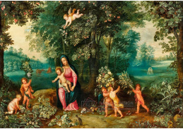 D-9482 Jan Brueghel - Madonna s dítětem a anděly v krajině