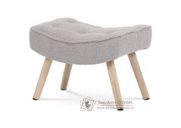 AK-309P GREY2, podnožka - taburet, přírodní / látka bouclé šedá