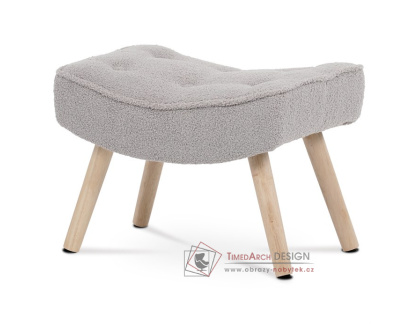 AK-309P GREY2, podnožka - taburet, přírodní / látka bouclé šedá