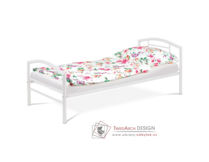 BED-1900 WT, kovová postel 90x200cm, bílý lesk