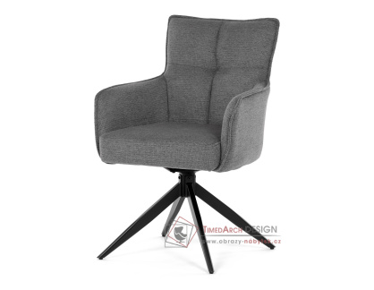 DCH-P3170 GREY2, jídelní otočné křeslo, černá / látka šedá