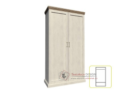 ROYAL S2D, šatní skříň 2-dveřová, borovice bílá / dub divoký