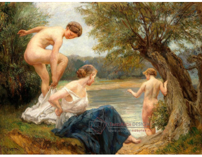 SO XVI-498 Eduard Veith - Koupající se na břehu řeky