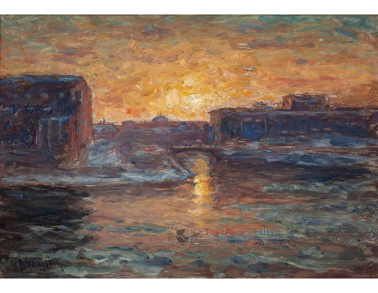 KO VI-198 Per Ekström - Západ slunce nad North Bridge ve Stockholmu
