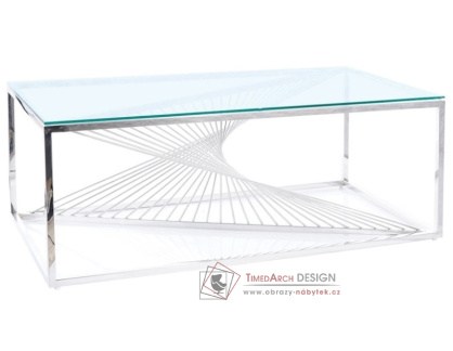FLAME A, konferenční stolek 120x60cm, nerez stříbrná / sklo